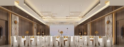 新中式会宴厅3D模型下载